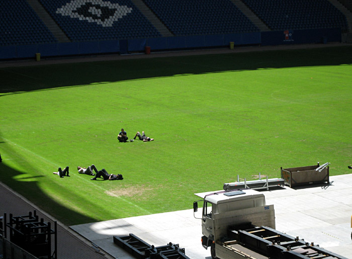 Mittagspause im Volksparkstadion